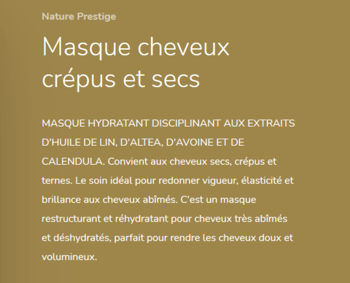 Masque nutritif à l'huile de lin...250ml , convient aux lissages